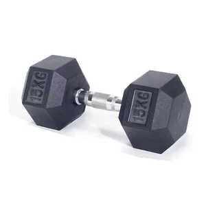 1x Pro Fitness 15kg Hex Dumbbell Cast Iron Gym Exercises Weight Fitness Workout - Picture 1 of 1