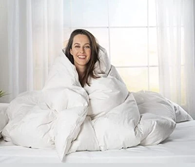 ComfyDown Goose Down White Comforter - Made in USA - 100% Egyptian Cotton - Image 1 of 4