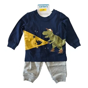 NWT Carter's Boy's 2 Piece Long Sleeve & Jogger Pant Outfit Set Dinosaur 9-12M - Picture 1 of 1