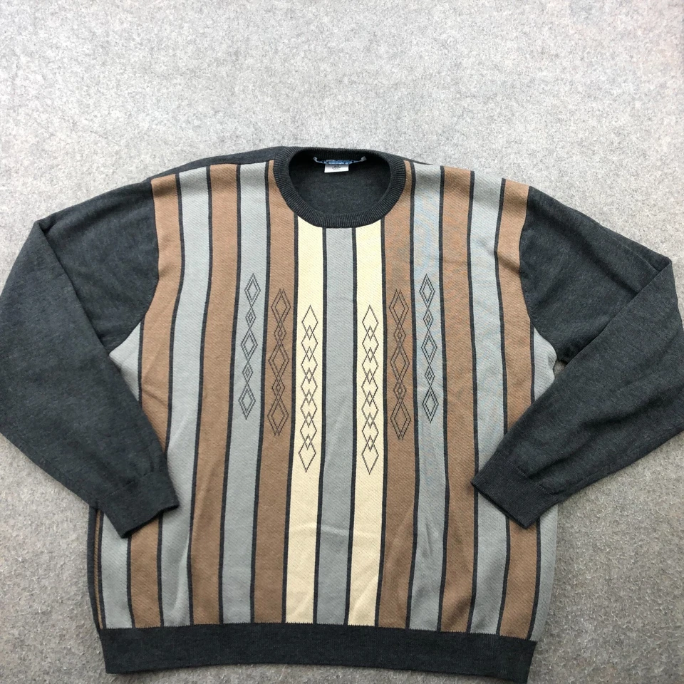 Suéter De Colección Irvine Park Para Hombres XL Gris Beige Rayas Y2K Tejido Abuelo Foto 1 de 4