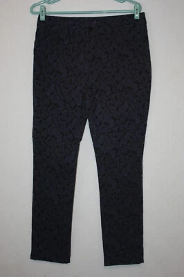 Not Your Daughters Jeans Legging Size 8P Black Blue Jacquard Floral NYDJ Stretch - Image 1 of 4