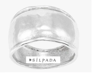 Anillo Cúpula SILPADA Gran Brillo Plata Esterlina Martillado Borde Rollo Talla 8 Nuevo con Etiquetas $90 - Imagen 1 de 10