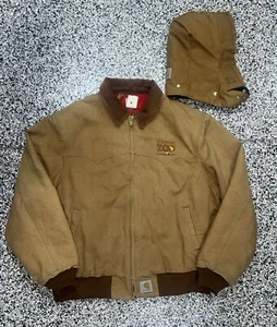 Vintage Carhartt Santa Fe Jacket Duck Red Quilt Lined With Hood J13 BRN 2XL USA - Picture 1 of 20