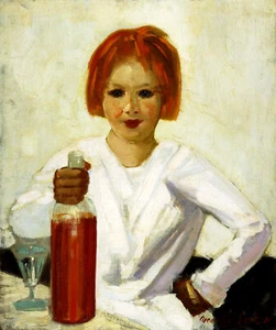 George Benjamin Luks "Clowns's Daughter" braun Kunstwerk PAPIER oder LEINWAND Fine Art - Bild 1 von 4