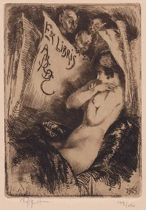 curiosa exlibris Radierung Erotik Victor MIGNOT signiert signed erotic etching - Bild 1 von 2