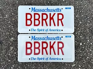 MASSACHUSETTS VANITY LICENSE PLATE PAIR “BBRKR” EXPIRED 2019 - Picture 1 of 1