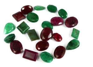 200 Ct Brazilian Green Emerald, African Red Ruby Natural Enhanced Mix Shape - Picture 1 of 5