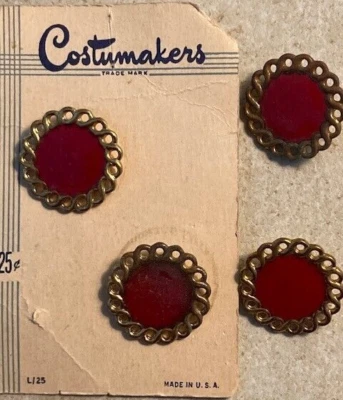 4 - 1Inch Metal Chain Link Buttons With Red Disc Centers B1 - Image 1 of 2