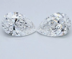Loose Lab Grown CVD Diamond Pair Pear IF Clarity D Color 2.50 x 4 mm Certified - Picture 1 of 6