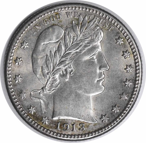 1913-D Barber Silver Quarter Choice BU Uncertified #1032 Cover