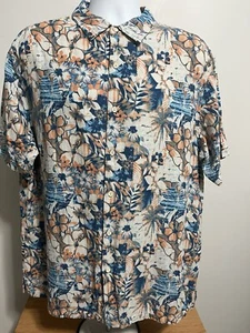 2XL Margaritaville Short Sleeve Button Down Casual Floral Shirt Silk Linen - Picture 1 of 5