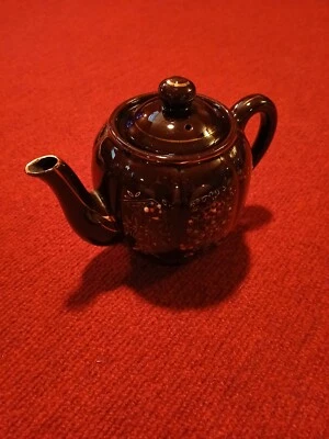 Bule vintage marrom japonês pintado à mão floral moriage 4 xícaras, ótimo estado - Imagem 1 de 4