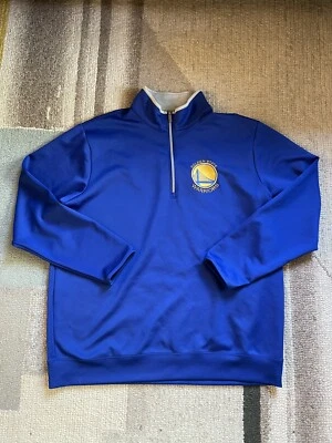 Blue Golden State Warriors 1/4 Zip Pull Over Sweater Mens XXL NBA Antigua - Image 1 of 4