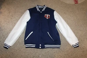 Minnesota Twins Reversible Varsity Jacket Navy Wool Body White Leather Sleeves - Picture 1 of 6