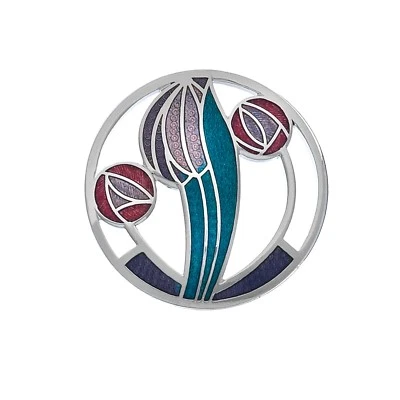 Broche Mackintosh enchapado en plata tulipán y rosa nuevo embalaje de regalo Foto 1 de 2