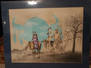 Vintage Kiowa Artist Jeff Yellowhair Native American Gouache Painting - Picture 1 of 2