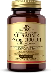 Solgar Vitamin E 67 mg (100 IU), 100 Mixed Softgels - Natural Antioxidant, Skin - Picture 1 of 6