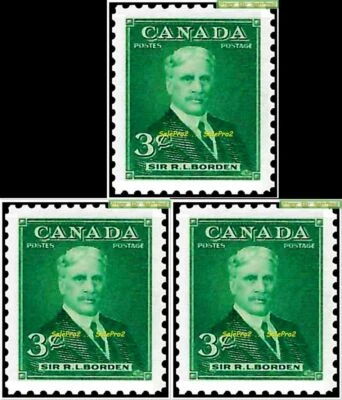 3x CANADA 1951 SIR ROBERT BORDEN PRIME MINISTER FV FACE 9 CENT MNH STAMP LOT - Image 1 of 2