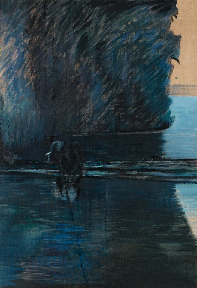 Impresión de póster artístico de FRANCIS BACON o impresión en lienzo enrollado "ELEFANTE VADEANDO UN RÍO" Foto 1 de 1