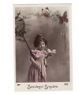 SB1940  VICTORIAN YOUNG GIRL WANT TO CATCH BUTTERFLIES WITH A NET  RPPC