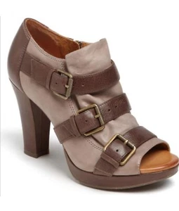Naya Kindred Brown Leather Peep Toe Ankle Booties Women's Size 7.5 NEW - Picture 1 of 6