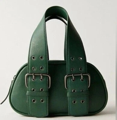 Free People Say Yes Small Green Bag With Buckle Detail 100% Leather - Image 1 of 4