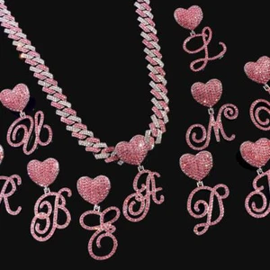 Kette Halskette Buchstabe A-Z Metall bunt modern rund Kristall Glieder graviert - Bild 1 von 50