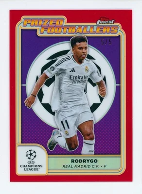 Tarjeta roja del Real Madrid de los mejores preciados futbolistas Rodrygo Topps 2024-25 5/5 Foto 1 de 3