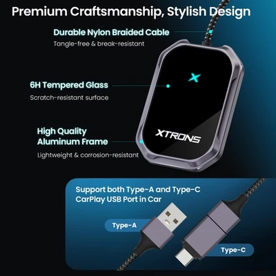 Adaptador inalámbrico CarPlay XTRONS para iPhone/Android automático 2 en 1 dongle de fábrica Foto 1 de 4