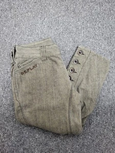 Replay Brown Cropped Jeans Fine Herringbone. Button Detail. Ladies W28.PW - Picture 1 of 10