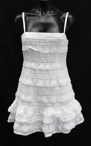 Lulu's Women's Emele Textured Adjustable Strap Tiered Mini Dress EJ3 White Small - Picture 1 of 6