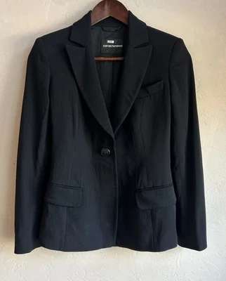 Chaqueta Blazer Emporio Armani Negra Botón Único 38 EE. UU. 2 Lana Diseñador de Lujo Foto 1 de 4