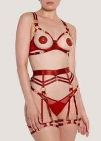 Bordelle Kleio Ouvert Wire Bra Burnt Red Gold Hardware Size SS SS23B03BR