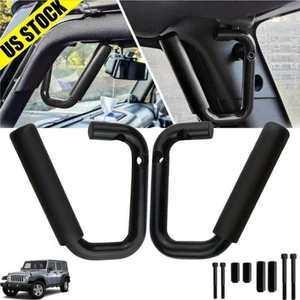 Black Front Grab Handles Grip Handle Grab Bars For Jeep Wrangler JK JKU 2007-18 - Picture 1 of 9