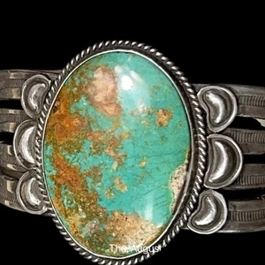 Joe Eby Steeling Silver Roysten Natiral Turquoise men's cuff Southwesteen - Picture 1 of 14