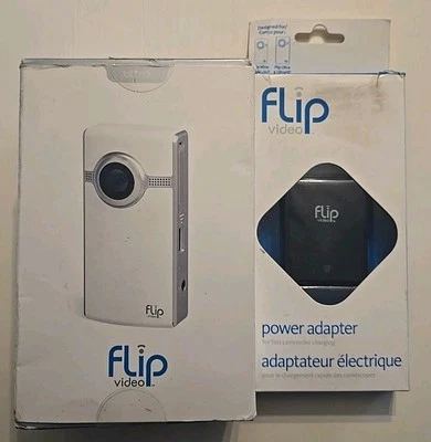 NEW! Pure Digital Flip White & Silver U1120W Camcorder Open Box & Power Adapter - Image 1 of 3