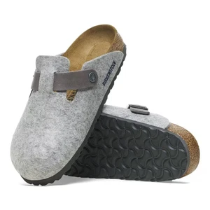 Birkenstock Boston Cuero Natural Fieltro Gris Claro Regular Ancho Hombre 9 Mujer 11 - Imagen 1 de 5