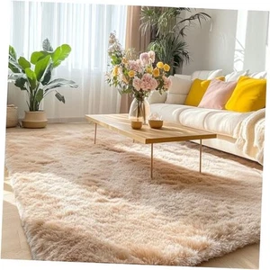 Vorleger für Wohnzimmer Schlafzimmer, Maschinenwaschbar Weich Flauschig 4x5,9 Fuß Beige - Bild 1 von 7
