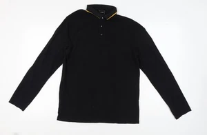 River Island Men's Black Long Sleeve Polo L - Picture 1 of 12