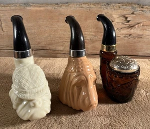 3 VINTAGE AVON Pipe Bottles BLOODHOUND & BULLDOG PIPE COLOGNE DECANTERS Pipe - Picture 1 of 8