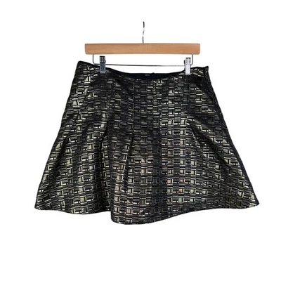 Kate Spade Saturday A-line Metallic Mini Skirt size 12 Black/Gold - Image 1 of 4
