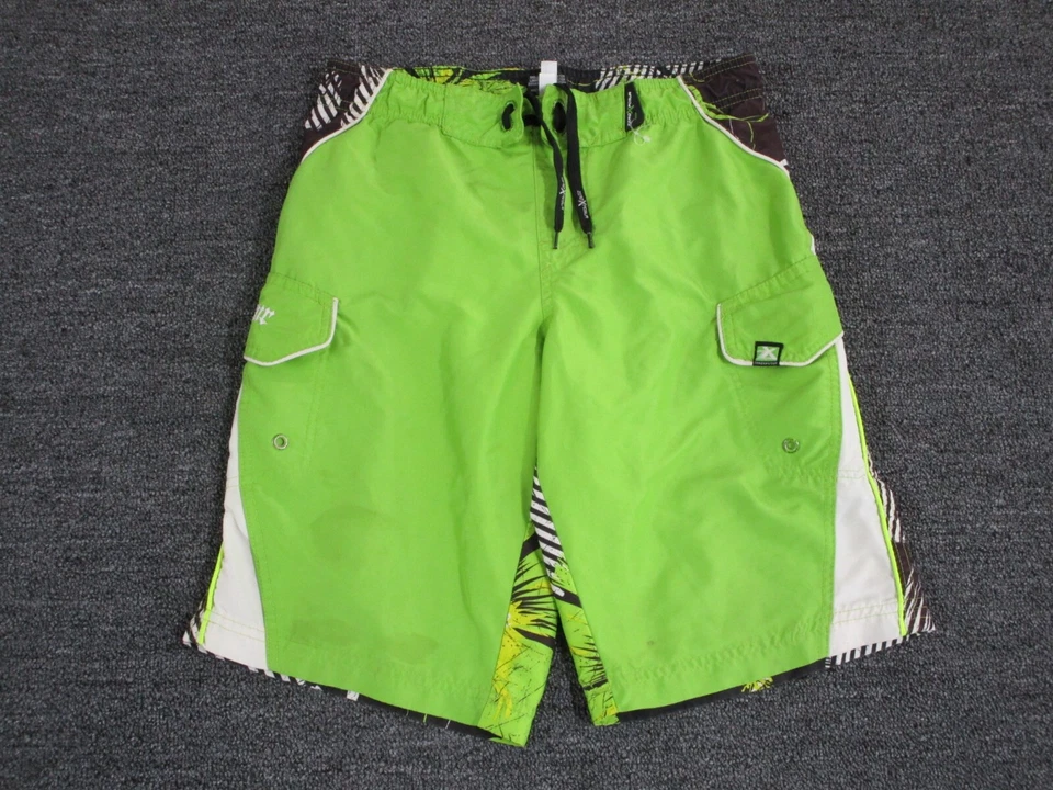 Pantalones cortos de natación Zeroxposur Board Shorts para niños medianos negros verdes Foto 1 de 4