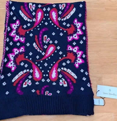 Vera Bradley расписной пейсли узор уютный шарф новый 70 «x 12» новый с Ярлыками синий розовый новый с Ярлыками - Изображение 1 из 4