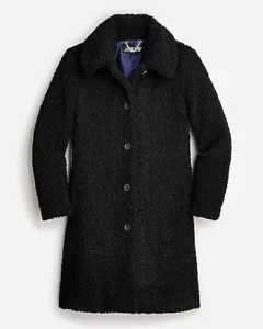 Neu mit Etikett $ 278 J. Crew Teddy Sherpa Mantel Jacke Petite schwarz Gr. MP - Bild 1 von 5