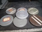 Seven (7) Vintage 5" 8mm Metal Film Canisters and Reels