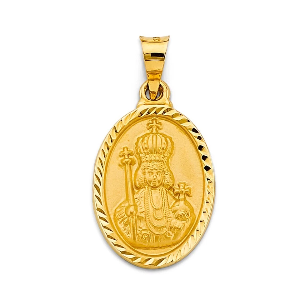 14k Yellow Gold Santo Nino Religious Charm Pendant For Necklace or Chain — 第 1/1 张图片