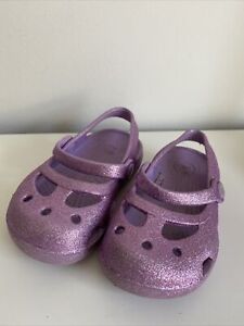 Crocs Purple Kids Size 6 Child Shayna Sparkle Mary Jane Style Play Shoes Rubber