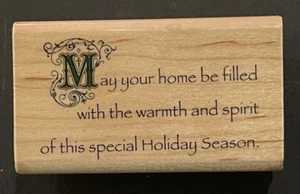 Möge Ihr Zuhause mit Wärme und Geist gefüllt sein Urlaub Saison Holz Gummistempel - Bild 1 von 3
