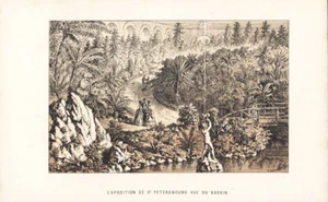 1850 V. Dedon Antique Lithograph Print St Petersburg Botanical Gardens, Russia - Picture 1 of 1
