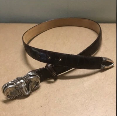 Vintage Brighton Belt Elephant Buckle Small (31.5”) Safari Leather Silver 46809 - Image 1 of 4